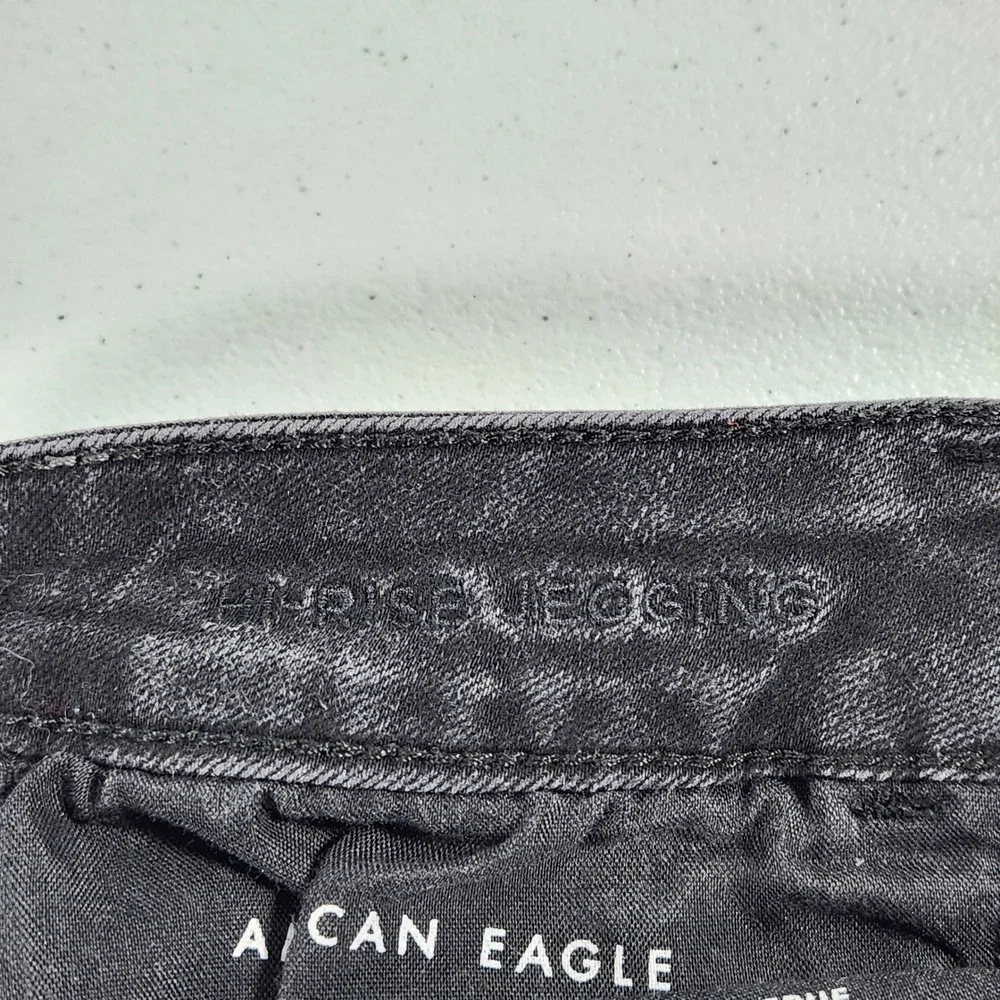 American Eagle Next Level Stretch High Rise Jegging Black Faded Jeans 10 Regular